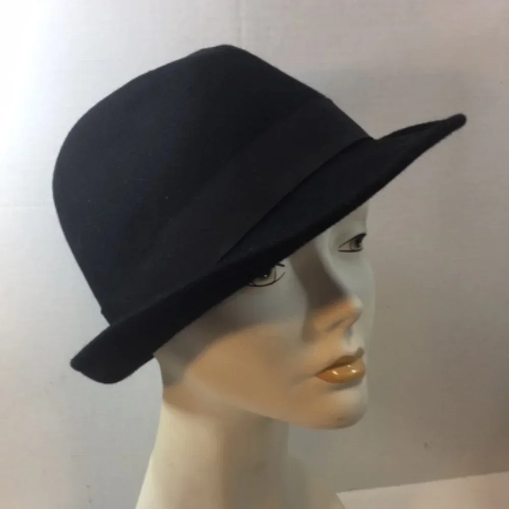 Dockers Stylish Black Wool Hat w/ Grosgrain Ribbon S/M